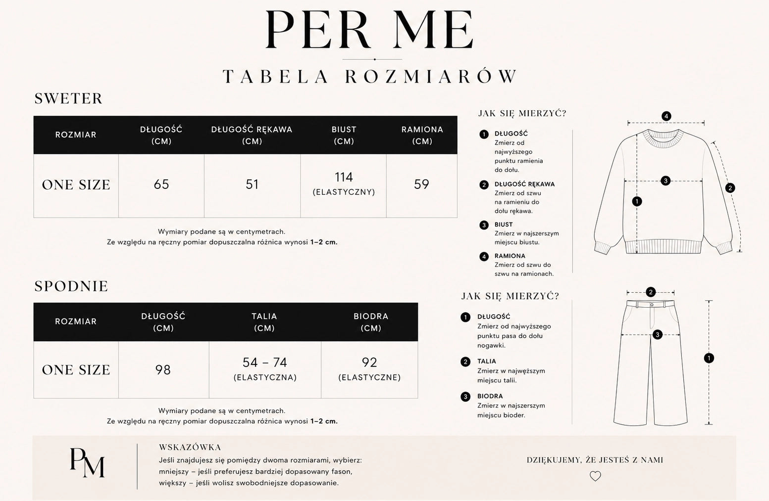 Tabela rozmiarów CELINE SET Cream White - zestaw dzianinowy biały