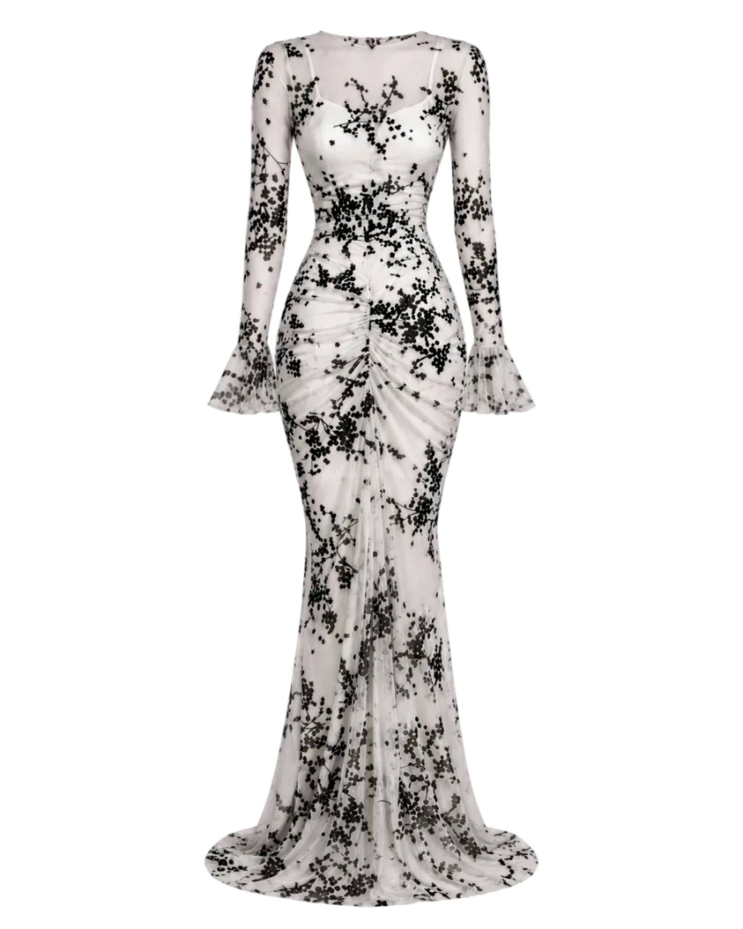 ISADORA DRESS Black & Ivory - sukienka biało - czarna w kwiaty