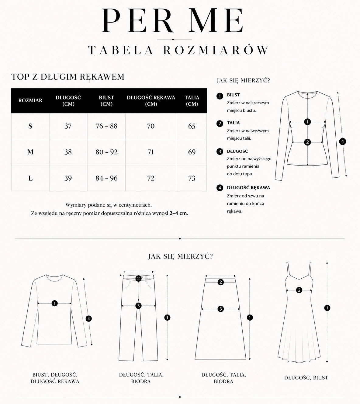 Tabela rozmiarów GEORGIA TOP Black - czarny top golf
