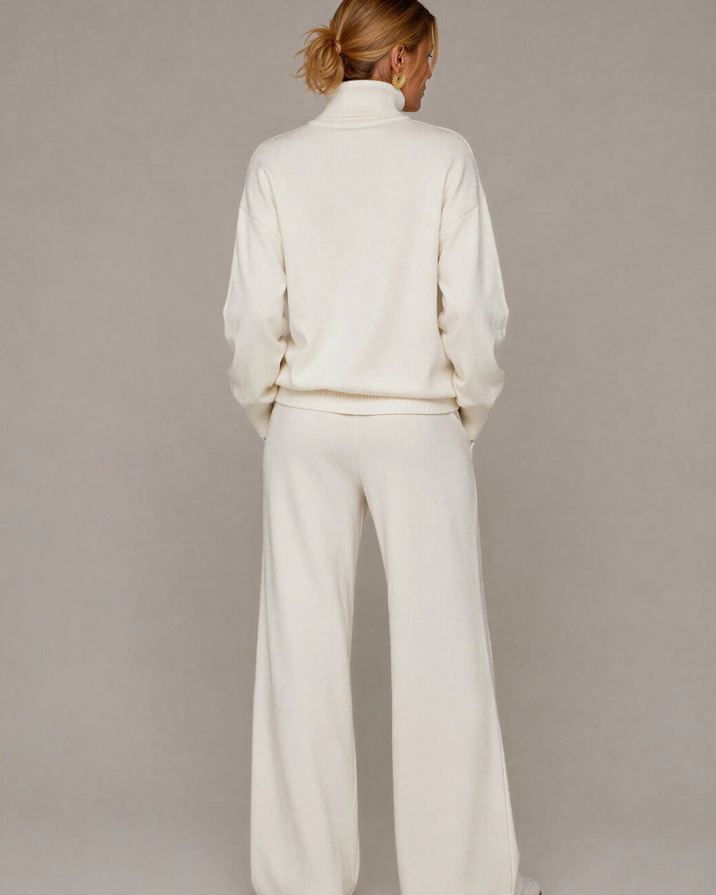 CELINE SET Cream White - zestaw dzianinowy biały