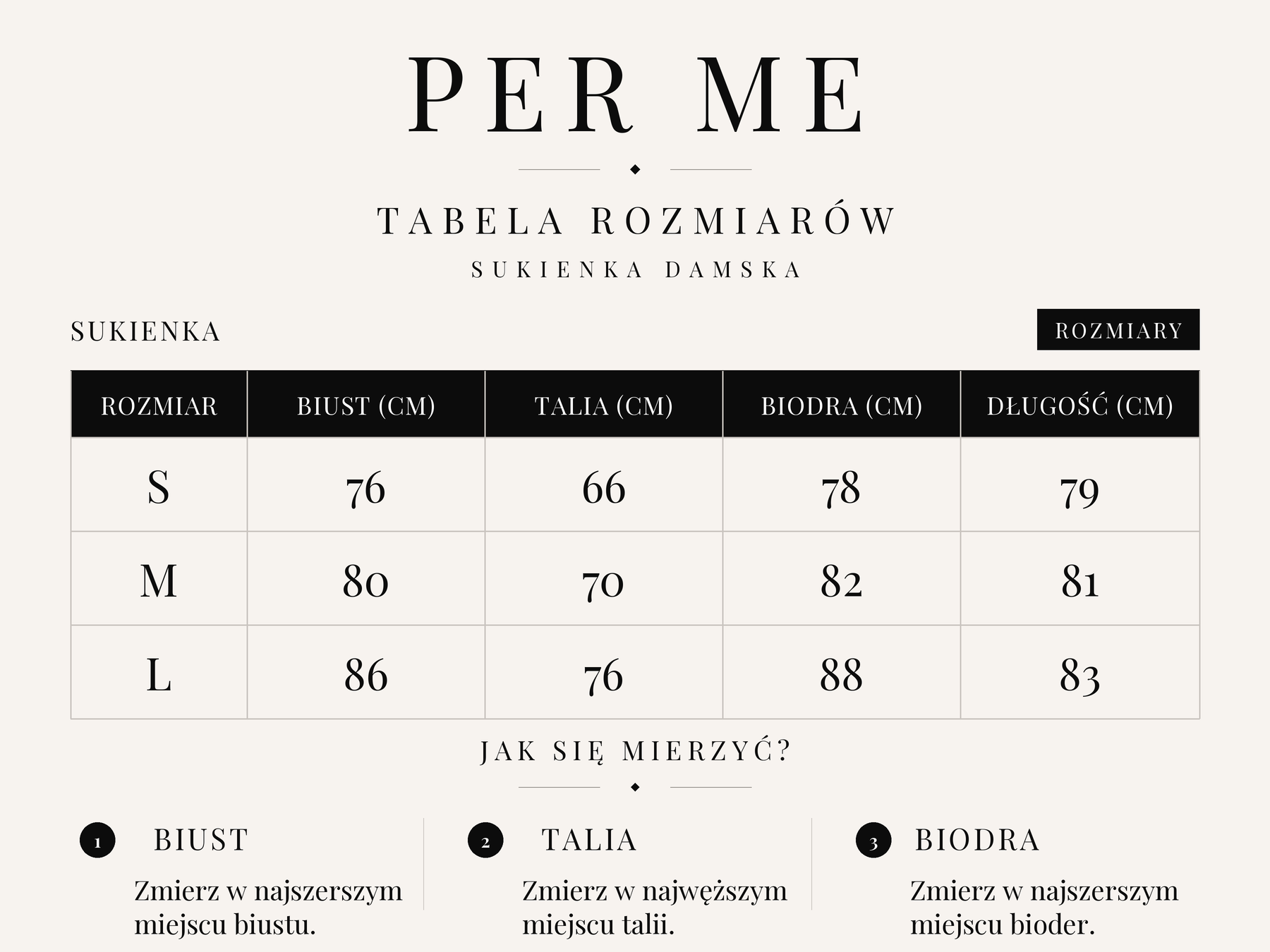 Tabela rozmiarów LUMI Dress Black - Sukienka z marszczeniem i złotą klamrą