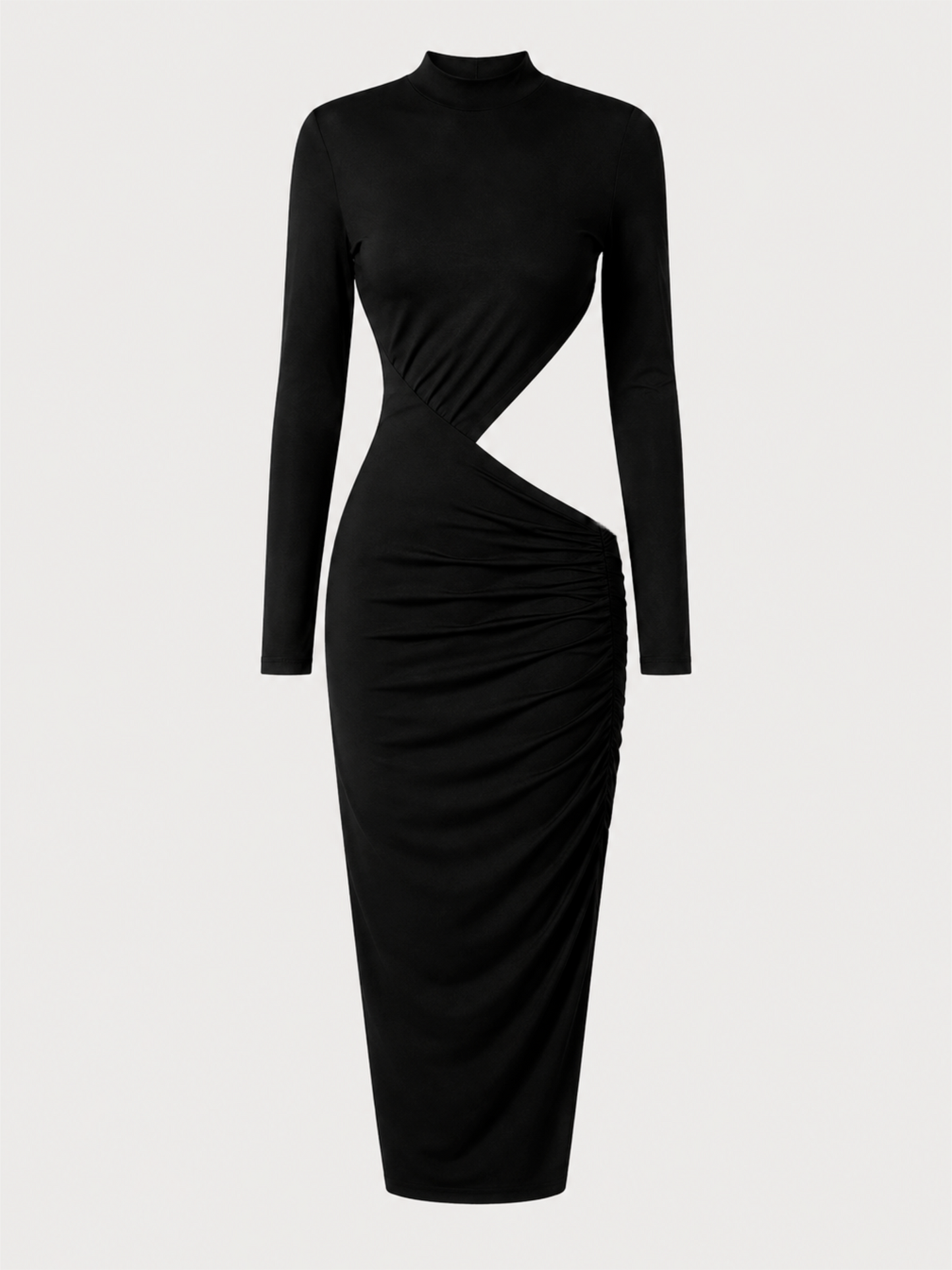MONA DRESS - czarna sukienka z wycięciem maxi