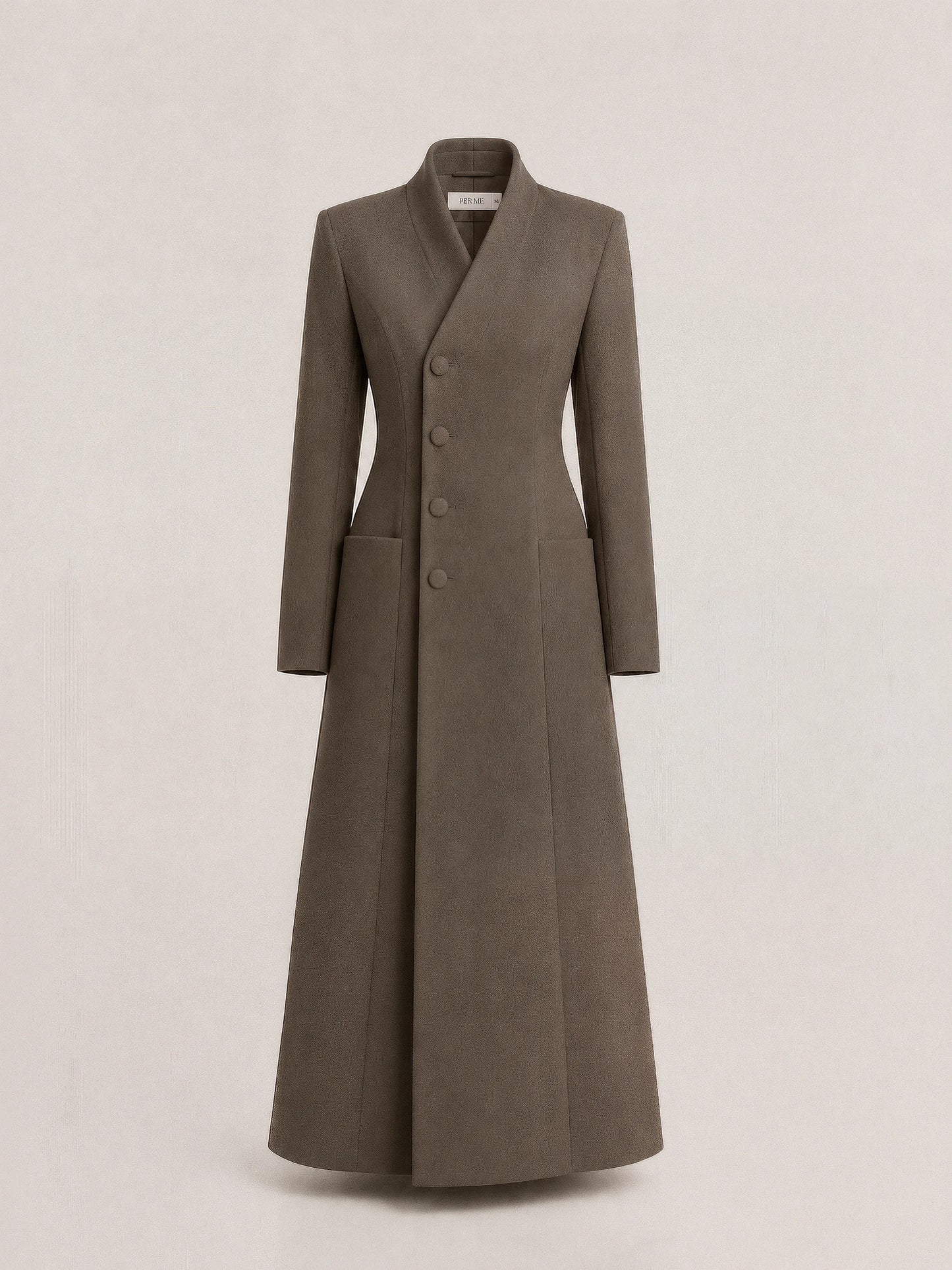 VALENTINA COAT Taupe - długi płaszcz damski