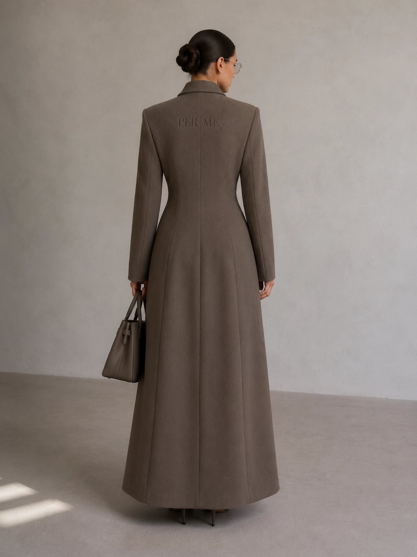 VALENTINA COAT Taupe - długi płaszcz damski
