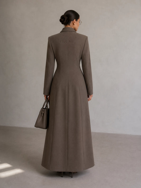 VALENTINA COAT Taupe - długi płaszcz damski