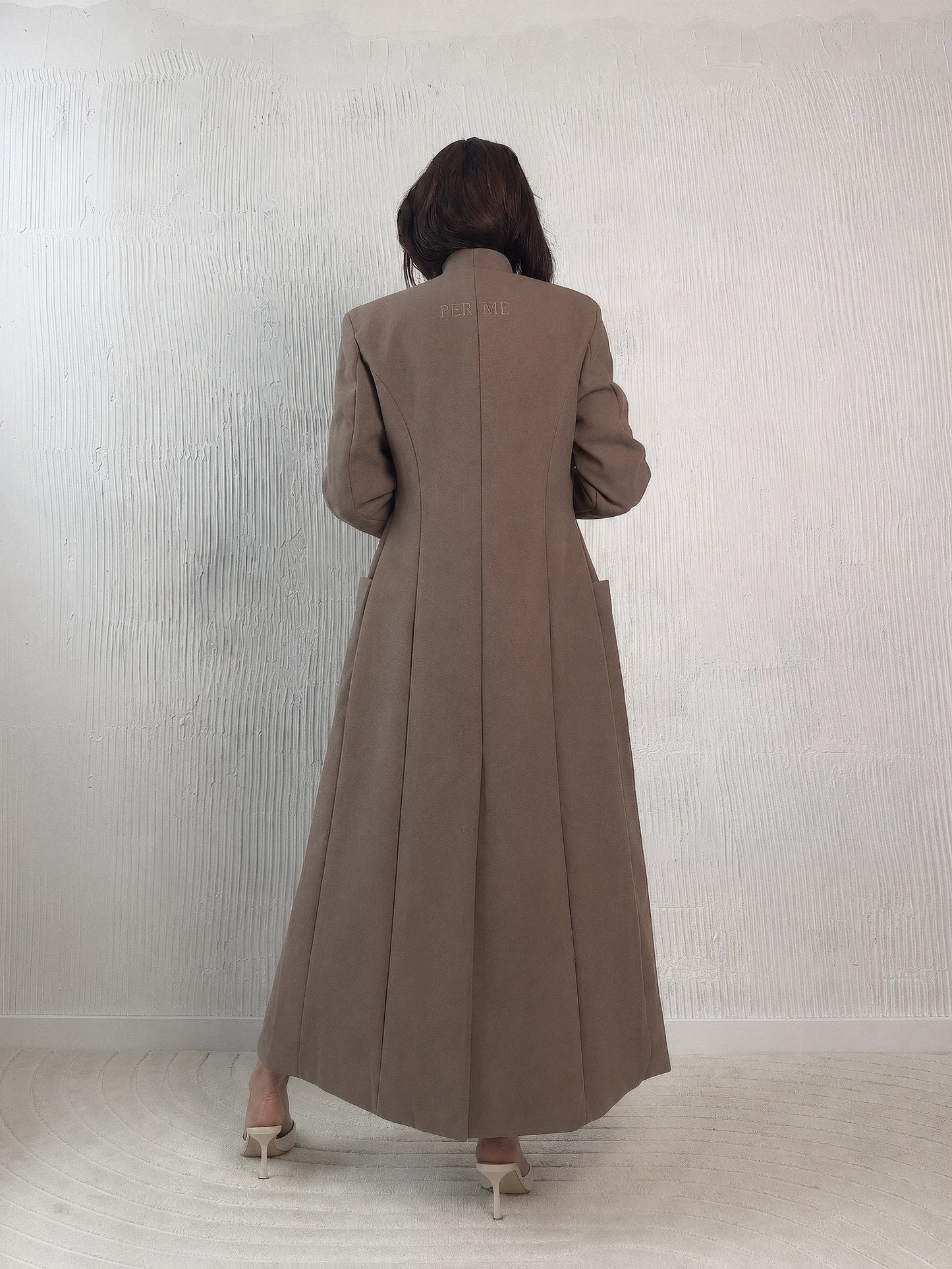 VALENTINA COAT Taupe - długi płaszcz damski