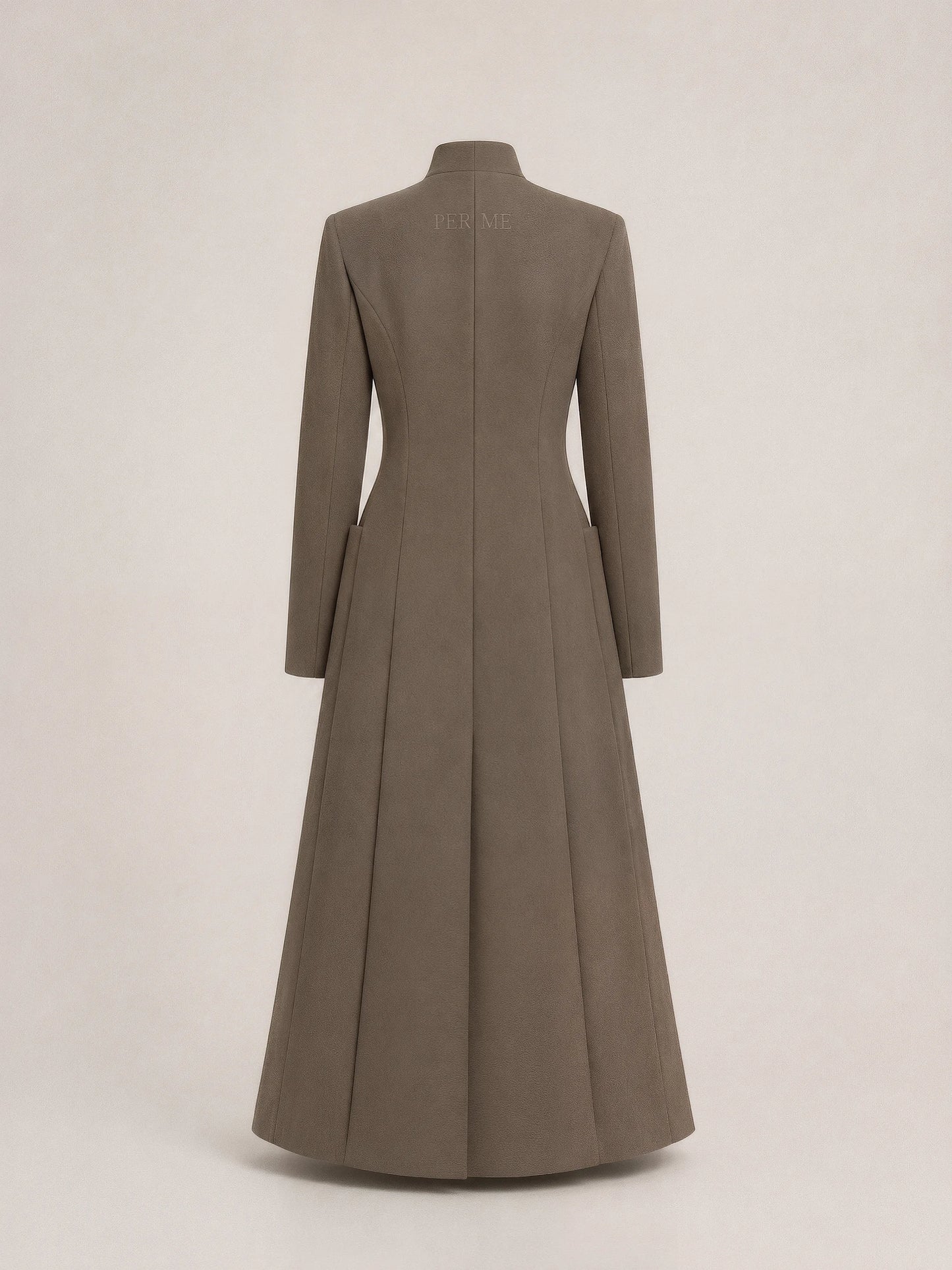 VALENTINA COAT Taupe - długi płaszcz damski