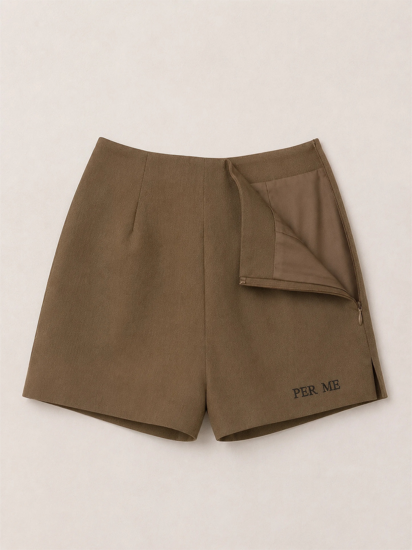 VERA SET Taupe - khaki set - bezrękawnik x spodenki z haftami
